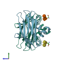 PDB entry 1y2v coloured by chain, side view.