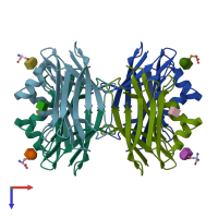 PDB entry 1y2x coloured by chain, top view.