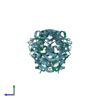 PDB entry 1y37 coloured by chain, side view.