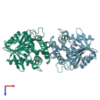 PDB entry 1y37 coloured by chain, top view.