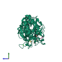 PDB entry 1y3g coloured by chain, side view.