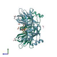 PDB entry 1y3i coloured by chain, side view.