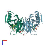 PDB entry 1y3i coloured by chain, top view.