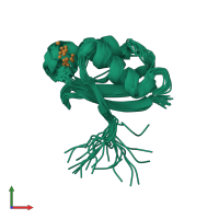 PDB entry 1y3j coloured by chain, ensemble of 20 models, front view.