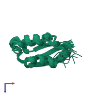 PDB entry 1y3k coloured by chain, ensemble of 20 models, top view.