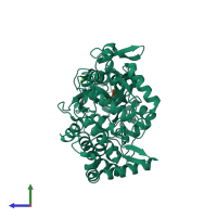 PDB entry 1y3n coloured by chain, side view.