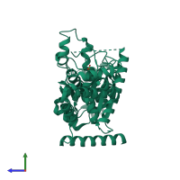 PDB entry 1y42 coloured by chain, side view.