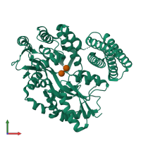 PDB entry 1y4c coloured by chain, front view.