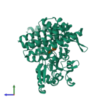 PDB entry 1y4c coloured by chain, side view.