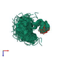 PDB entry 1y4e coloured by chain, ensemble of 100 models, top view.