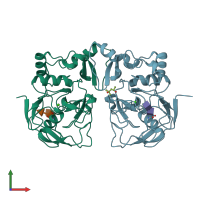 PDB entry 1y4j coloured by chain, front view.