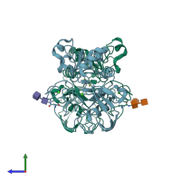 PDB entry 1y4j coloured by chain, side view.