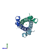 PDB entry 1y4m coloured by chain, side view.