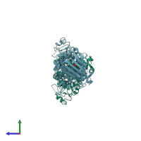 PDB entry 1y4s coloured by chain, side view.