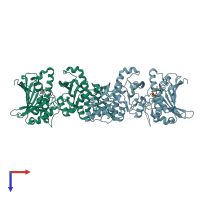 PDB entry 1y4s coloured by chain, top view.