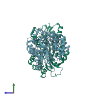 PDB entry 1y4t coloured by chain, side view.