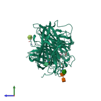 PDB entry 1y4w coloured by chain, side view.