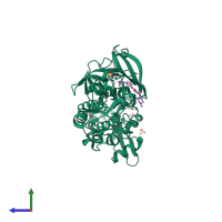 PDB entry 1y57 coloured by chain, side view.