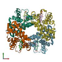 PDB entry 1y5j coloured by chain, front view.