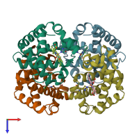PDB entry 1y5j coloured by chain, top view.