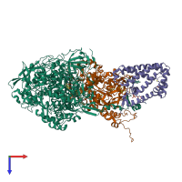 PDB entry 1y5l coloured by chain, top view.