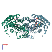 PDB entry 1y5m coloured by chain, top view.