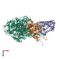 PDB entry 1y5n coloured by chain, top view.