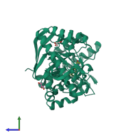 PDB entry 1y5v coloured by chain, side view.