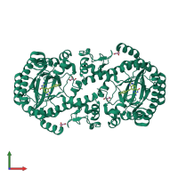 Homo dimeric assembly 1 of PDB entry 1y5w coloured by chemically distinct molecules, front view.