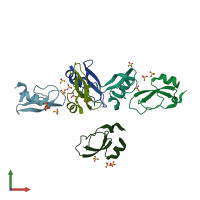 PDB entry 1y62 coloured by chain, front view.