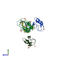 PDB entry 1y62 coloured by chain, side view.
