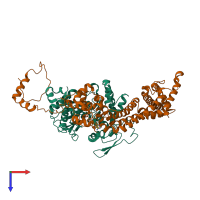 PDB entry 1y64 coloured by chain, top view.