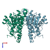PDB entry 1y6e coloured by chain, top view.