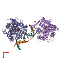 PDB entry 1y6f coloured by chain, top view.