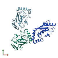 PDB entry 1y6l coloured by chain, front view.