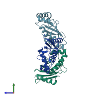 PDB entry 1y6l coloured by chain, side view.