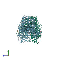 PDB entry 1y6v coloured by chain, side view.