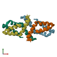 PDB entry 1y74 coloured by chain, ensemble of 20 models, front view.