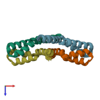 PDB entry 1y74 coloured by chain, ensemble of 20 models, top view.