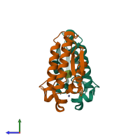 PDB entry 1y75 coloured by chain, side view.