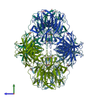 PDB entry 1y7b coloured by chain, side view.