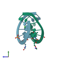 PDB entry 1y7f coloured by chain, side view.