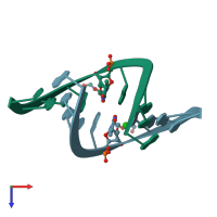 PDB entry 1y7f coloured by chain, top view.