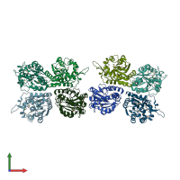 PDB entry 1y7h coloured by chain, front view.