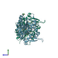 PDB entry 1y7i coloured by chain, side view.