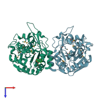 PDB entry 1y7i coloured by chain, top view.