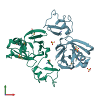 PDB entry 1y7m coloured by chain, front view.