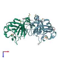 PDB entry 1y7m coloured by chain, top view.