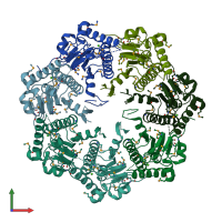PDB entry 1y7o coloured by chain, front view.