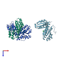 PDB entry 1y7p coloured by chain, top view.